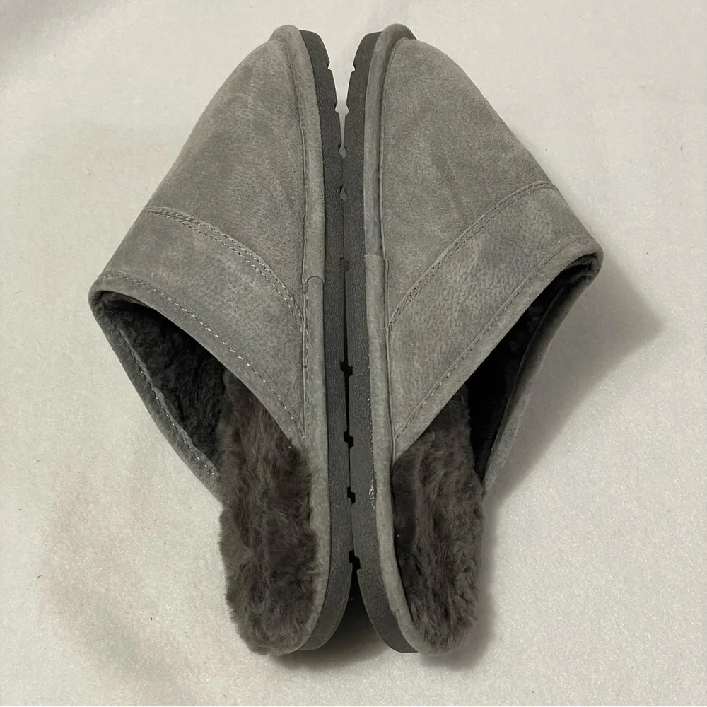 Lamo Mens Sheepskin slip on Grey Scuff Slipper sz 9 Comfort‎ Eclectic Grandpa